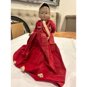 Antique 1930's Composition Doll 7" Handmade Dress Handpainted